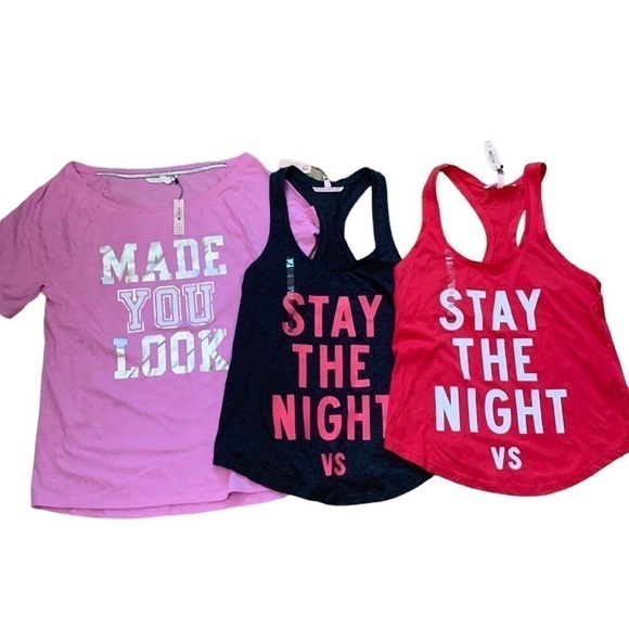 Victoria’s Secret Bundle Three Pajama Tank and Tee Shirts Size X-Small - Picture 1 of 7